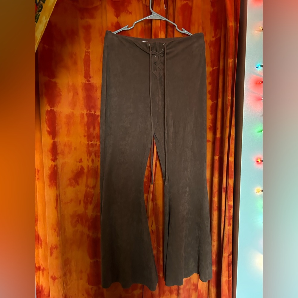 Suede wide legs with lace up